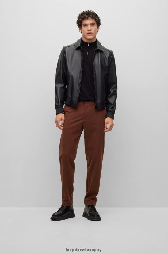 Hugo Boss vékony szabású nadrág mikromintás sztreccs anyagból, barna hugo 80P6993 barna