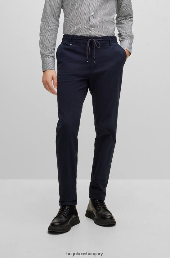 Hugo Boss vékony szabású nadrág sztreccs pamut gabardine hugo sötétkék színben 80P62836 sötétkék