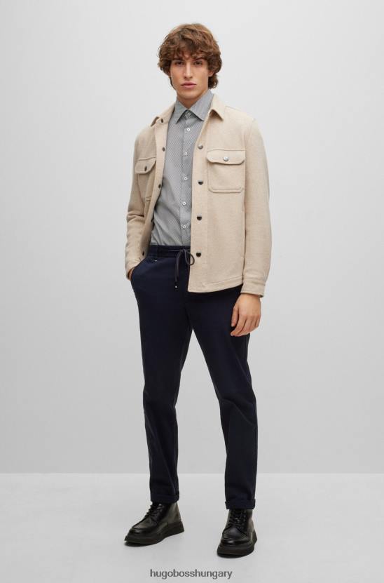 Hugo Boss vékony szabású nadrág sztreccs pamut gabardine hugo sötétkék színben 80P62836 sötétkék