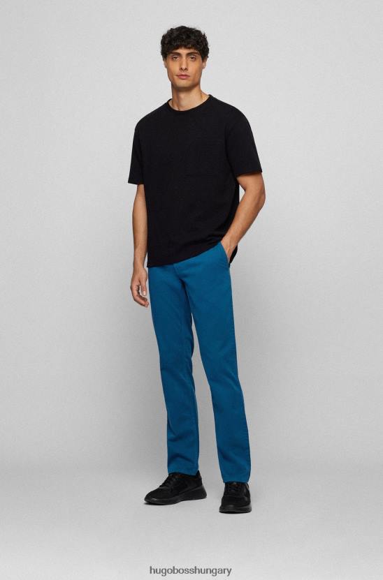 Hugo Boss vékony szabású nadrág sztreccs pamut szatén hugo kék színben 80P6953 kék