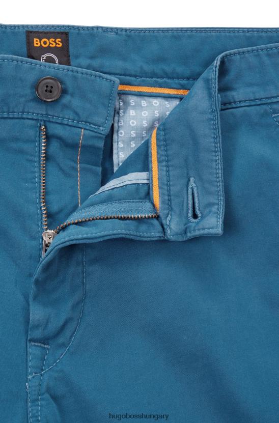 Hugo Boss vékony szabású nadrág sztreccs pamut szatén hugo kék színben 80P6953 kék