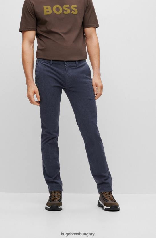 Hugo Boss vékony szabású nadrág sztreccs pamut twill hugo sötétkék színben 80P61387 sötétkék