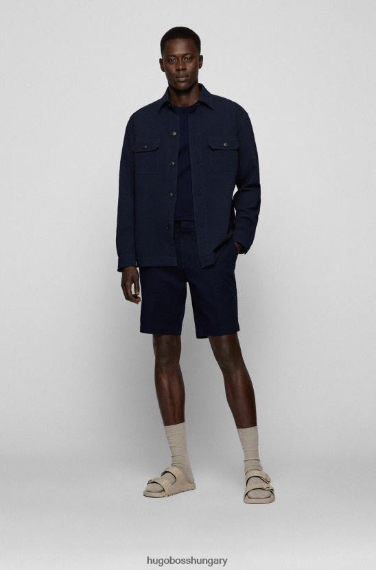 Hugo Boss vékony szabású rövidnadrág strukturált sztreccs pamut hugo sötétkék színben 80P63777 sötétkék