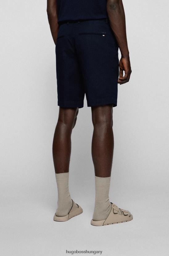 Hugo Boss vékony szabású rövidnadrág strukturált sztreccs pamut hugo sötétkék színben 80P63777 sötétkék