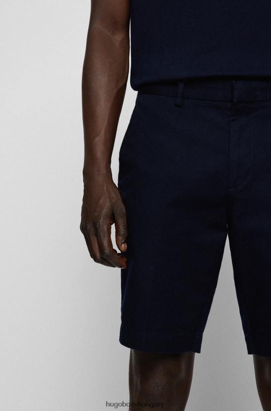 Hugo Boss vékony szabású rövidnadrág strukturált sztreccs pamut hugo sötétkék színben 80P63777 sötétkék