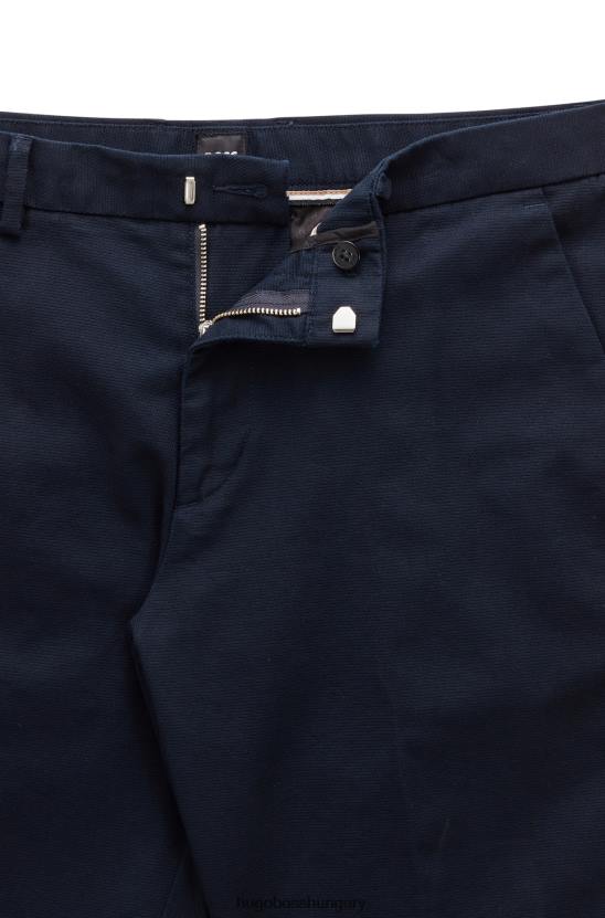 Hugo Boss vékony szabású rövidnadrág strukturált sztreccs pamut hugo sötétkék színben 80P63777 sötétkék