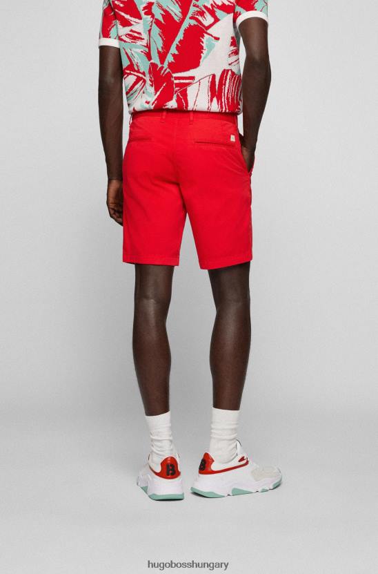 Hugo Boss vékony szabású rövidnadrág sztreccs pamut twill hugo vörös színben 80P64579 piros