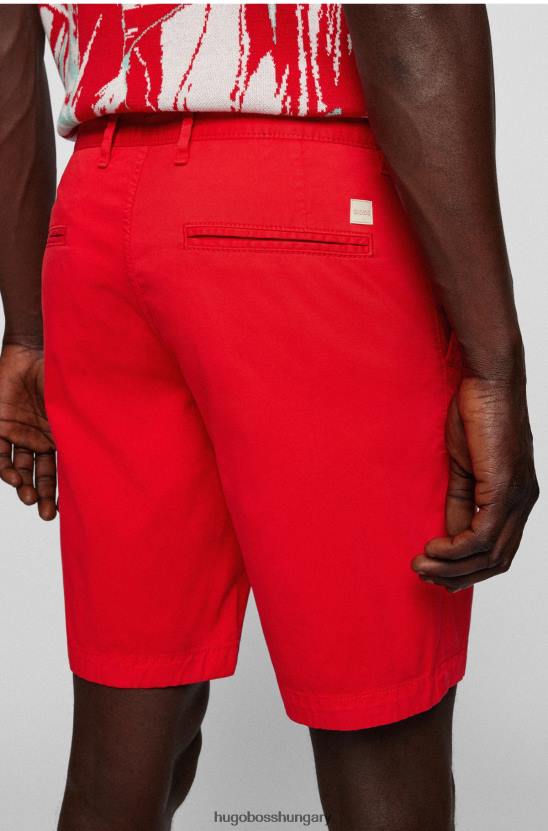 Hugo Boss vékony szabású rövidnadrág sztreccs pamut twill hugo vörös színben 80P64579 piros