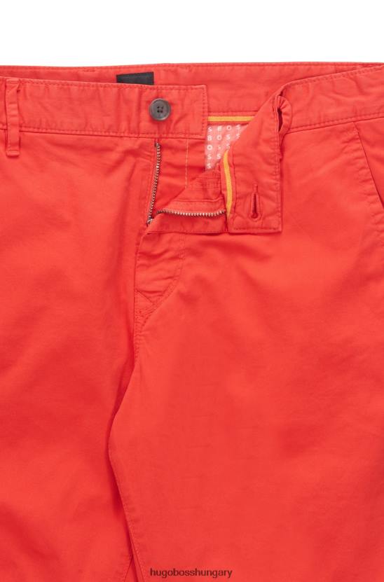 Hugo Boss vékony szabású rövidnadrág sztreccs pamut twill hugo vörös színben 80P64579 piros