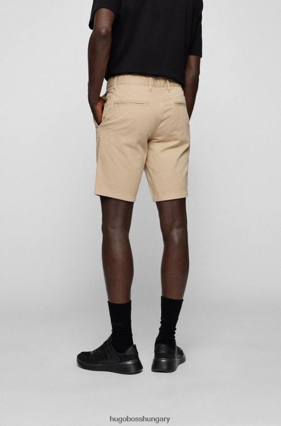 Hugo Boss vékony szabású rövidnadrág sztreccs pamut twill világos bézs hugo színben 80P64583 világos bézs