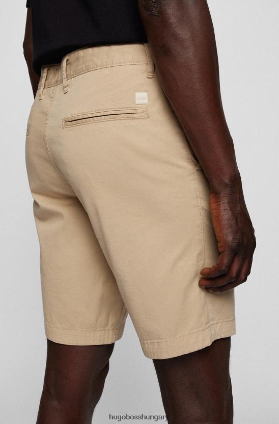 Hugo Boss vékony szabású rövidnadrág sztreccs pamut twill világos bézs hugo színben 80P64583 világos bézs