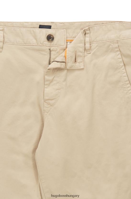 Hugo Boss vékony szabású rövidnadrág sztreccs pamut twill világos bézs hugo színben 80P64583 világos bézs