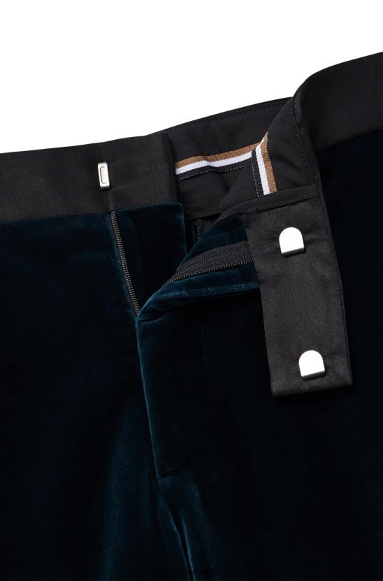 Hugo Boss vékony szabású szmoking nadrág tiszta pamut bársony hugo türkiz színben 80P63990 türkiz