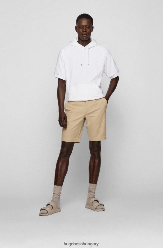 Hugo Boss világos bézs hugo slim-fit rövidnadrág strukturált sztreccs pamutból 80P63778 világos bézs
