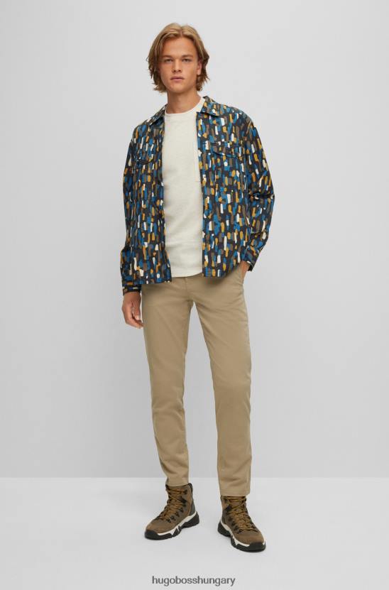 Hugo Boss világosbarna hugo elkeskenyedő szabású chino, átfestett sztreccs pamut szatén 80P61262 világos barna