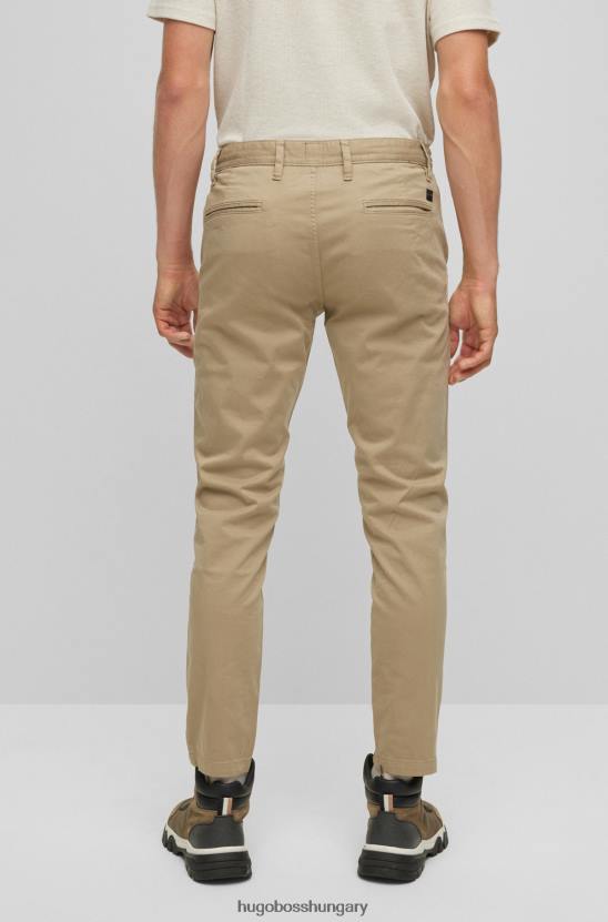 Hugo Boss világosbarna hugo elkeskenyedő szabású chino, átfestett sztreccs pamut szatén 80P61262 világos barna
