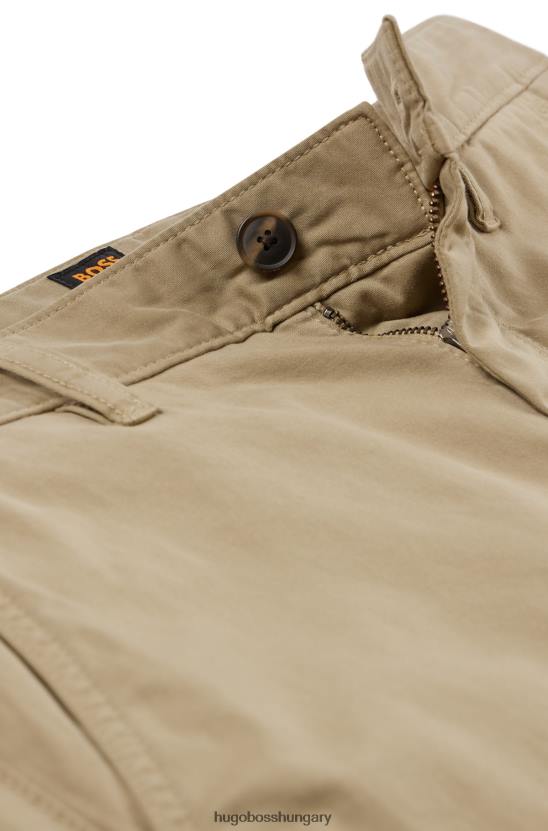 Hugo Boss világosbarna hugo elkeskenyedő szabású chino, átfestett sztreccs pamut szatén 80P61262 világos barna