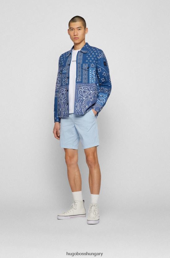 Hugo Boss világoskék hugo slim-fit rövidnadrág sztreccs pamut twillből 80P64580 világoskék