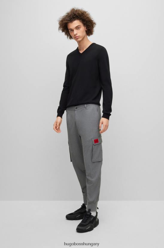 Hugo Boss világosszürke hugo slim-fit cargo nadrág teljesítmény-sztreccs anyagból 80P64343 világos szürke