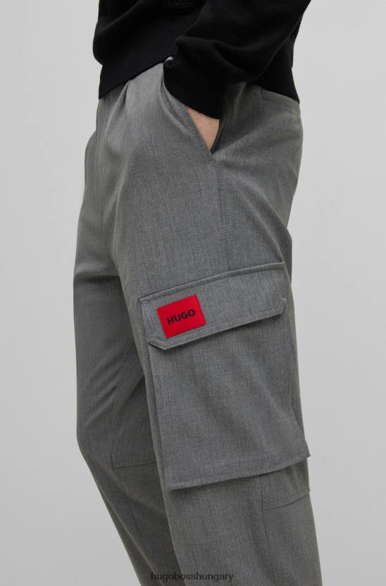 Hugo Boss világosszürke hugo slim-fit cargo nadrág teljesítmény-sztreccs anyagból 80P64343 világos szürke