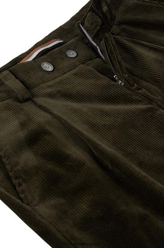 Hugo Boss világoszöld szűkülő szabású nadrág sztreccs pamut kordbársony hugo anyagból 80P62799 világos zöld