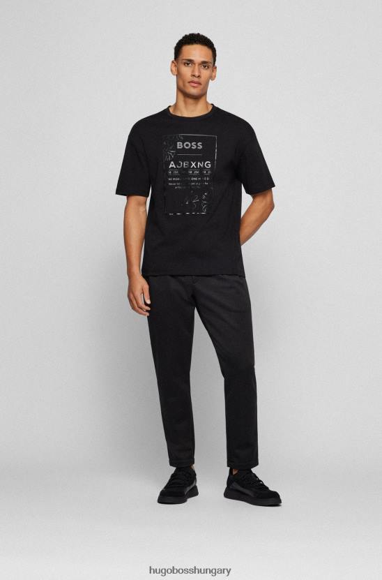 Hugo Boss x ajbxng szűkülő szabású nadrág bisztreccs trikóból 80P64007 fekete