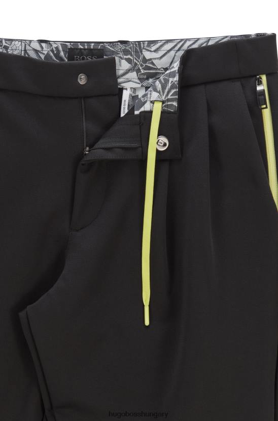 Hugo Boss x ajbxng szűkülő szabású nadrág bisztreccs trikóból 80P64007 fekete