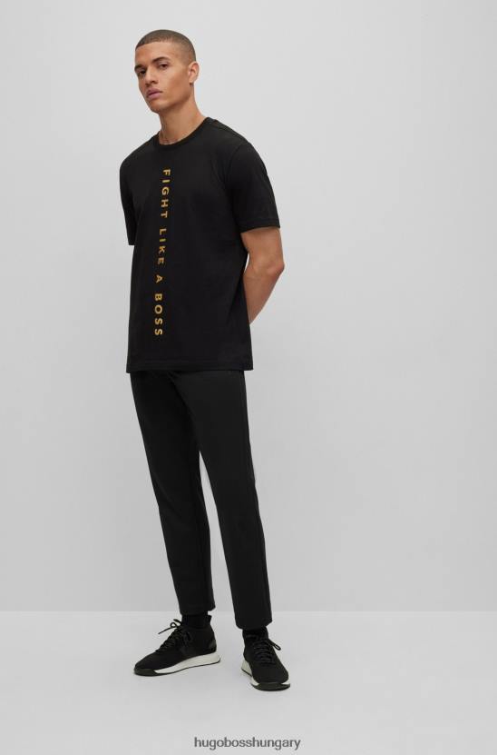 Hugo Boss x ajbxng vékony szabású, szabályosan emelkedő nadrág együttműködő márkajelzéssel 80P62728 fekete