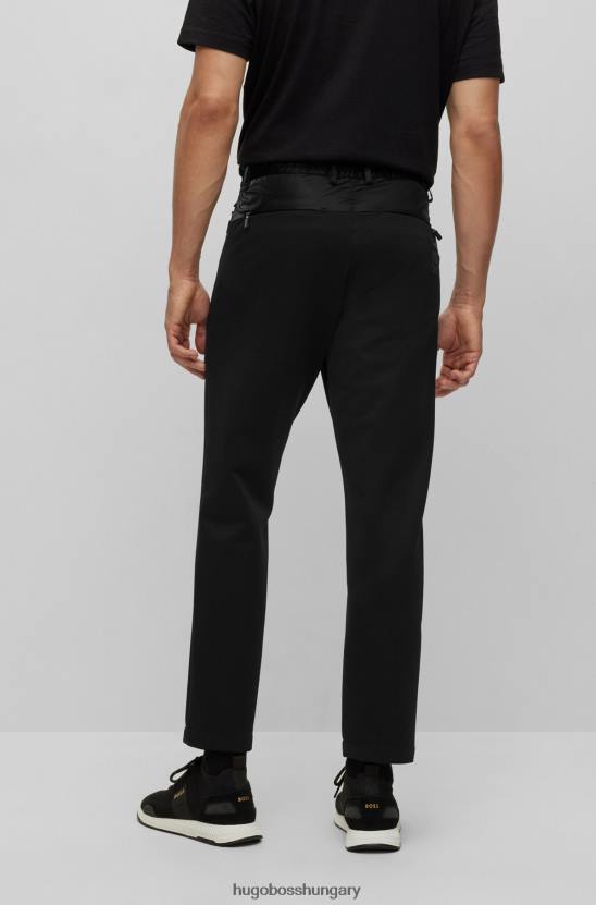 Hugo Boss x ajbxng vékony szabású, szabályosan emelkedő nadrág együttműködő márkajelzéssel 80P62728 fekete