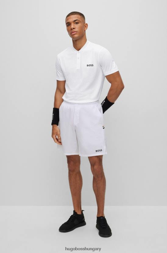 Hugo Boss x matteo berrettini teljesítmény-sztreccs rövidnadrág logós részletekkel és hálós díszítéssel 80P63199 fehér