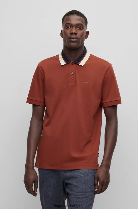 Hugo Boss barna, normál szabású pólóing, színes blokkolt gallérral hugo 80P62668 barna
