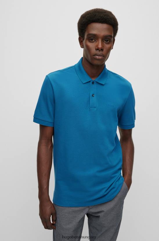 Hugo Boss biopamut kék póló ing hímzett logóval hugo 80P61184 kék