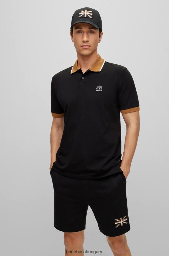 Hugo Boss biopamut póló, fekete hugo taxifolttal 80P63449 fekete