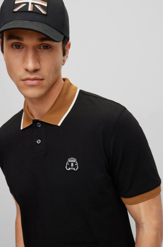 Hugo Boss biopamut póló, fekete hugo taxifolttal 80P63449 fekete