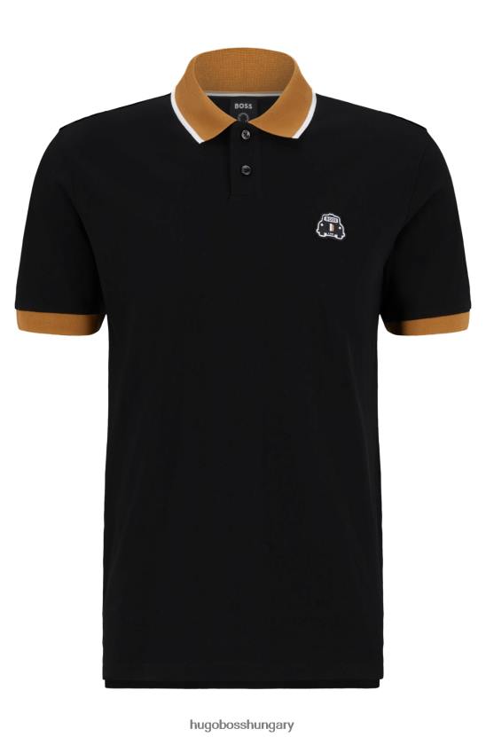Hugo Boss biopamut póló, fekete hugo taxifolttal 80P63449 fekete