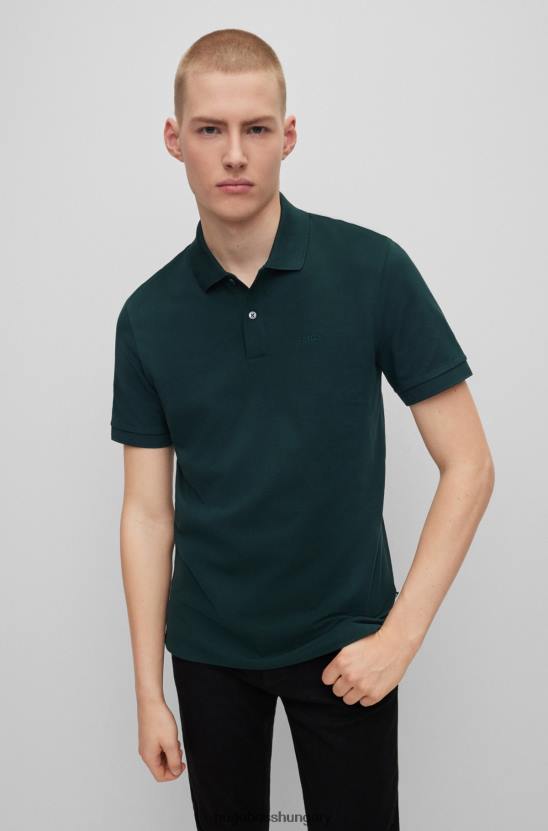 Hugo Boss biopamut póló ing hímzett logóval hugo sötétzöld 80P61940 sötétzöld