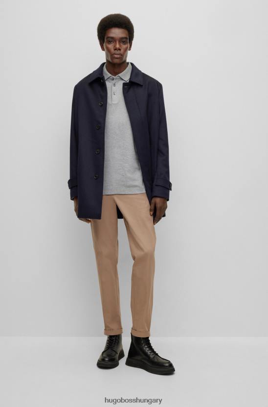 Hugo Boss biopamut póló ing hímzett logóval hugo világosszürke 80P61007 világos szürke