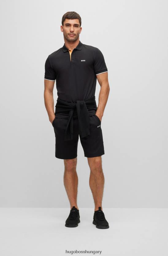 Hugo Boss biopamut póló ing logóval hímzett gallérral fekete hugo 80P61379 fekete