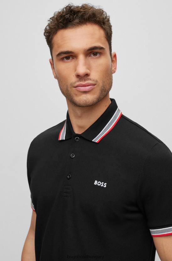 Hugo Boss biopamut póló ívelt logóval hugo fekete 80P61219 fekete