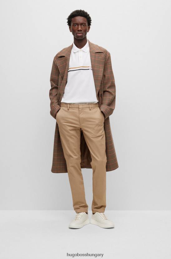 Hugo Boss fehér mercerizált pamut póló csíkkal és hugo logóval 80P63751 fehér