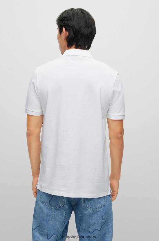 Hugo Boss fehér pamut-piquã© karcsú szabású pólóing piros logóval, hugo felirattal 80P63113 fehér