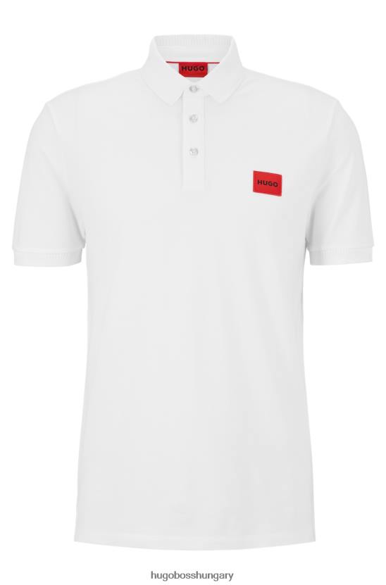 Hugo Boss fehér pamut-piquã© karcsú szabású pólóing piros logóval, hugo felirattal 80P63113 fehér