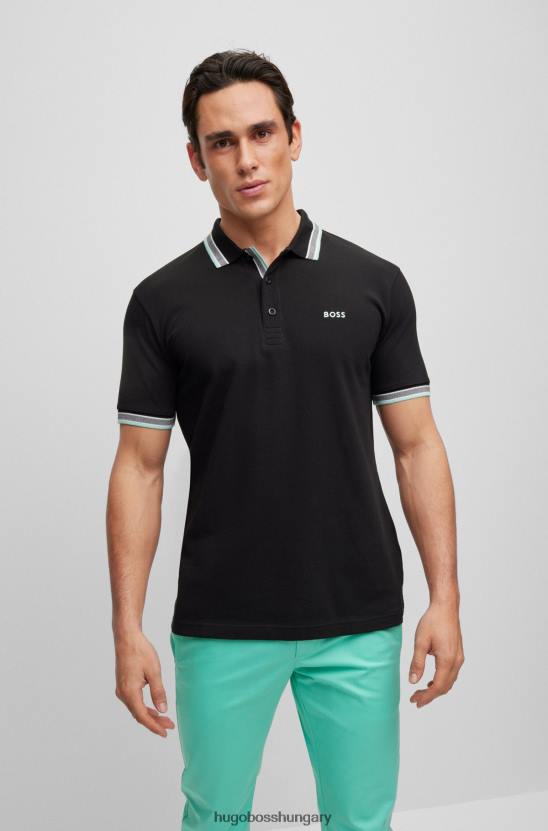 Hugo Boss fekete hugo biopamut póló ívelt logóval 80P61220 fekete