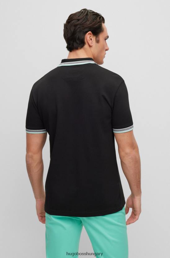 Hugo Boss fekete hugo biopamut póló ívelt logóval 80P61220 fekete