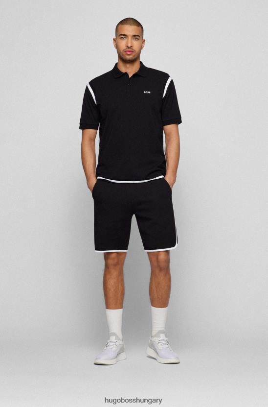 Hugo Boss fekete hugo laza szabású póló ing kontrasztos kötésekkel 80P63214 fekete