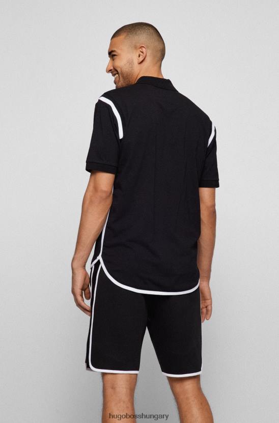 Hugo Boss fekete hugo laza szabású póló ing kontrasztos kötésekkel 80P63214 fekete