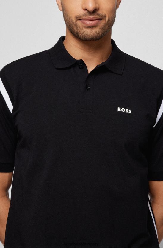 Hugo Boss fekete hugo laza szabású póló ing kontrasztos kötésekkel 80P63214 fekete
