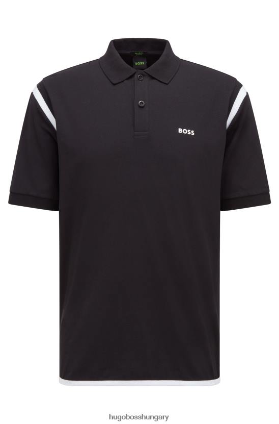 Hugo Boss fekete hugo laza szabású póló ing kontrasztos kötésekkel 80P63214 fekete