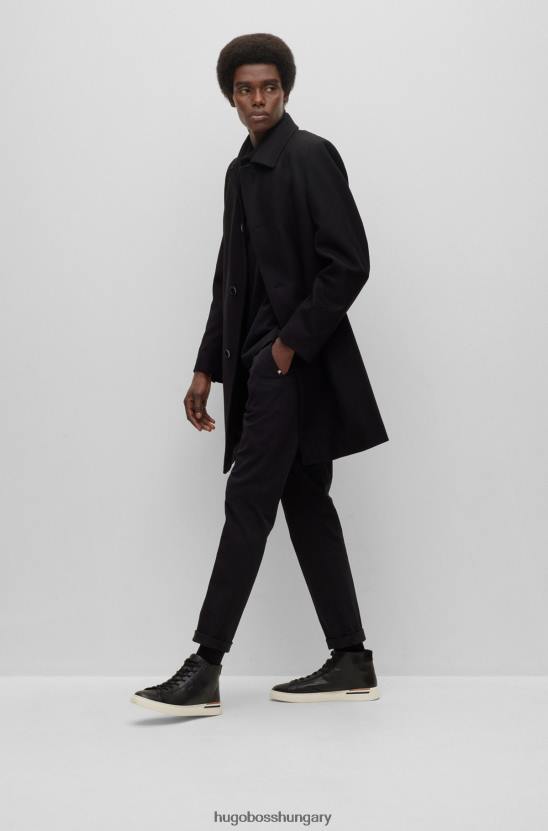 Hugo Boss fekete hugo slim-fit pamut póló csíkos gallérral 80P63452 fekete