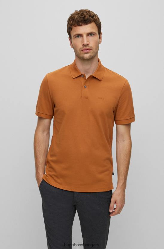 Hugo Boss hugo biopamut póló, hímzett, barna logóval 80P61188 barna